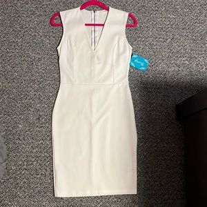 Fringe white v neck dress